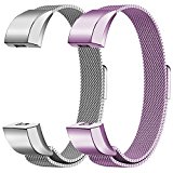 Oitom Fitbit Alta HR Accessory Bands and Fitbit Alta Band, (2 Size) Large 6.7″-9.3″ Small 5.1″-6.7″ (10 Color) Silver Black Rose Gold Pink Blue Brown Rainbow (2 Pack Silver+Lavender, Small 5.1″-6.7″)