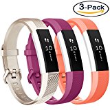 Vancle Fitbit Alta HR Bands and Fitbit Alta bands, Newest Sport Replacement Wristbands with Secure Metal Buckle for Fitbit Alta HR / Fitbit Alta(Champagne fuchsia coral, Large)