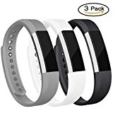 For Fitbit Alta Bands and Fitbit Alta HR Bands, Newest Adjustable Sport Strap Replacement Bands for Fitbit Alta and Fitbit Alta HR Smartwatch Fitness Wristbands with Metal Clasp Black White Gray Small