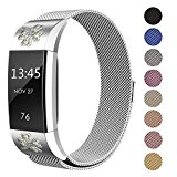 Swees For Fitbit Charge 2 Bands Metal Small & Large (5.5″ – 9.9″), Milanese Stainless Steel Magnetic Replacement Wristband for Fitbit Charge 2 Women Men, Silver, Champagne, Rose Gold, Black, Colorful