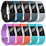 AIUNIT Fitbit Charge 2 Bands Small, Fitbit Charge 2 Accessories Replacement Bands Stylish to Coordinate with Daily Outfits Suitable for Women Men Boys Girls(10 Pack)