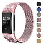 Swees For Fitbit Charge 2 Bands Metal Small & Large (5.5″ – 9.9″), Milanese Stainless Steel Magnetic Replacement Wristband for Fitbit Charge 2 Women Men, Silver, Champagne, Rose Gold, Black, Colorful