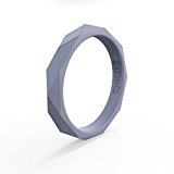 QALO Women’s Stackable Silicone Ring, Blue Moonstone, Geo, Size 7