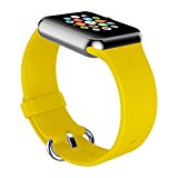 Youther for Apple Watch Bands, Soft Silicone Strap Replacement Wristbands for Apple Watch Sport Series 3 Series 2 Series 1 38mm Yellow