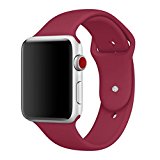 MadeforOnline Sport Band for Apple Watch 42mm 38mm, Soft Silicone Waterproof Replacement Band iWatch Bands Wristband for Apple Watch Sport, Series 3, 2, 1 S/M M/L (Rose Red, 38mm M/L)