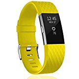 Wishesport For Fitbit Charge 2 Bands Special edition Replacement Bands Accessory Sport Bands Strap for Charge 2 HR Fitness Diamond S Yellow
