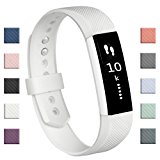Fundro Fitbit Alta Bands, Soft Silicone Replacement Classic Bands Available in Varied Colors with Secure Buckle for Fitbit Alta HR and Fitbit Alta (D# 1-Pack White, Small (6.2″-7.1″))