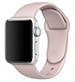 MadeforOnline Sport Band for Apple Watch 42mm 38mm, Soft Silicone Waterproof Replacement Band iWatch Bands Wristband for Apple Watch Sport, Series 3, 2, 1 S/M M/L (Pink Sand, 42mm S/M)