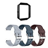 AIUNIT Fitbit Blaze Bands Large with Frame, Fitbit Blaze Watch Replacement Band Accessories Wristband Watch Sport Strap for Fitbit Blaze Smart Fitness Tracker Women Men (Gray Slate Browse+FRame)