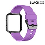 AIUNIT Fitbit Blaze Band with Frame, Fitbit Blaze Replacement Large Bands Accessories Wristband Watch Sport Strap for Fitbit Blaze Smart Fitness Tracker Women Men Boys(Purple Band & Black Frame)