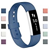 Fundro Fitbit Alta Bands, Soft Silicone Replacement Classic Bands Available in Varied Colors with Secure Buckle for Fitbit Alta HR and Fitbit Alta (D# 1-Pack Navy Blue, Large (7.1″-8.3″))