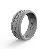 QALO Men’s Light Grey Step Edge Chevron Q2X Silicone Ring, Size 11