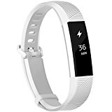 Fundro Fitbit Alta Bands, Soft Silicone Replacement Classic Bands Available in Varied Colors with Secure Buckle for Fitbit Alta HR and Fitbit Alta (C# 1-Pack White, Large (7.1″-8.3″))
