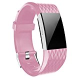 Wishesport For Fitbit Charge 2 Bands Special edition Replacement Bands Accessory Sport Bands Strap for Charge 2 HR Fitness Diamond S Pink