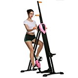 Rateim 2 In 1 Multi-Function Folding Vertical Climber Stepper, Leg Pedal Exerciser Fitness Exercise Equipment Peddler Machine Exercise Bike for Office Home (Vertical Climber Pink)