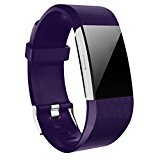 Wishesport For Fitbit Charge 2 Bands Special edition Replacement Bands Accessory Sport Bands Strap for Charge 2 HR Fitness Diamond S Purple