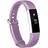 Fundro Fitbit Alta Bands, Soft Silicone Replacement Classic Bands Available in Varied Colors with Secure Buckle for Fitbit Alta HR and Fitbit Alta (C# 1-Pack Lavender, Small (6.2″-7.1″))