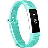 Fundro Fitbit Alta Bands, Soft Silicone Replacement Classic Bands Available in Varied Colors with Secure Buckle for Fitbit Alta HR and Fitbit Alta (C# 1-Pack Teal, Large (7.1″-8.3″))