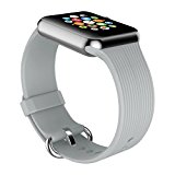 Youther for Apple Watch Bands, Soft Silicone Strap Replacement Wristbands for Apple Watch Sport Series 3 Series 2 Series 1 38mm Light Gray