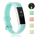 Fundro Fitbit Alta Bands (Glow in the dark), Night Running Hiking Jogging Cycling Wristbands with Secure Metal Buckle for Fitbit Alta HR/Fitbit Alta/Fitbit Ace (1-Pack Light Blue, Small (6.2″-7.1″))
