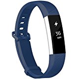 Fundro Fitbit Alta Bands, Soft Silicone Replacement Classic Bands Available in Varied Colors with Secure Buckle for Fitbit Alta HR and Fitbit Alta (C# 1-Pack Navy Blue, Small (6.2″-7.1″))