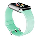 Youther for Apple Watch Bands, Soft Silicone Strap Replacement Wristbands for Apple Watch Sport Series 3 Series 2 Series 1 38mm Green