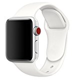 MadeforOnline Sport Band for Apple Watch 42mm 38mm, Soft Silicone Waterproof Replacement Band iWatch Bands Wristband for Apple Watch Sport, Series 3, 2, 1 S/M M/L (Soft White, 42mm S/M)