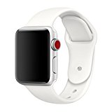 MadeforOnline Sport Band for Apple Watch 42mm 38mm, Soft Silicone Waterproof Replacement Band iWatch Bands Wristband for Apple Watch Sport, Series 3, 2, 1 S/M M/L (Soft White, 38mm S/M)