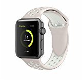 Band4u Apple Watch Band 38mm,Soft Silicone Strap Replacement Wristbands For Apple Watch Sport Series 3 Series 2 Series 1 NIKE+ Sports and Edition (38SM Violet/White)