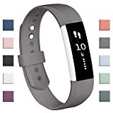Fundro Fitbit Alta Bands, Soft Silicone Replacement Classic Bands Available in Varied Colors with Secure Buckle for Fitbit Alta HR and Fitbit Alta (D# 1-Pack Gray, Small (6.2″-7.1″))