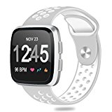 HUMENN For Fitbit Versa Bands, Replacement Accessory Breathable Sport Bands with Air Holes for Fitbit Versa Smartwatch