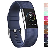 iGK For Fitbit Charge 2 Bands, Adjustable Replacement Bands with Metal Clasp for Fitbit Charge 2 Wristbands Classic Edition Navy Small