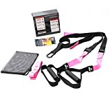 ZHSD Body weight Suspension Strap With Wall Mount Bracket Kits For Home Gym Training Portable Gym – Strength and Resistance Home Gym Training Suspension Workout Basic Kit + Door Anchor (Pink)