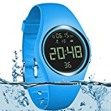 3D Pedometer Watch Sport Wristband IP68 Swimming Water-resistant Fitness Tracker with Accurately Track Steps/Distance/Calorie/Clock/Timer[No App No Phone need]for Walking Running Kids Men(Sky Blue)