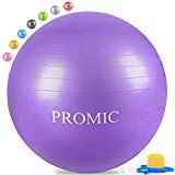 PROMIC Professional Grade Static Strength Exercise Stability Balance Ball with Foot Bump,55cm,Purple