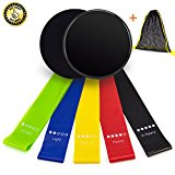 UJoylify Resistance Bands + Gliding Discs Core Sliders, Exercise Resistance Loop Bands (Set 5) &Dual Sided Exercise Sliders Discs (Set 2) With Carry Bag For Home GYM Yoga,Pilates,Crossfit Fitness