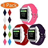 KingAcc Fitbit Blaze Bands, Soft Accessory Replacement Band for Fitbit Blaze, With Metal Buckle Fitness Wristband Strap Women Men (3-Pack, Red&Rose&Purple, Small) [No Frame]