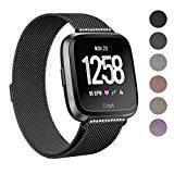 Swees for Fitbit Versa Bands for Women Men Small & Large, Milanese Stainless Steel Metal Magnetic Replacement Band for Fitbit Versa Smart Watch, Black, Champagne, Colorful, Rose Gold, Silver, Grey