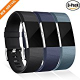 GEAK For Fitbit Charge 2 Bands 3-Pack, Classic Replacement Bands for Fitbit Charge 2, Small Black Navy Slate