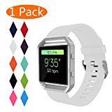 KingAcc Fitbit Blaze Bands, Soft Accessory Replacement Band for Fitbit Blaze, With Metal Buckle Fitness Wristband Strap Women Men (1-Pack, White, Large) [No Frame]