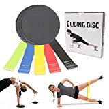 GoTravel2 Resistance Bands and Core Sliders Adjustable Exercise Loops Bands Elastic Workout Strap Carry Bag, 5 Yoga Straps 2 Gliding Discs for Home Fitness, Physical Therapy (Stretch Bands)