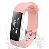 Damusy Fitness Tracker Smart Watch Bluetooth Pedometer Activity Waterproof Wristband with Sleep Monitor Sports Bracelet Calories Track Call/SMS Remind for iOS & Android Smart Phone (Pink)