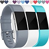 Wepro Replacement Bands for Fitbit Charge 2, 3-Pack For Fitbit Charge2 Wristbands, Large, Teal, Gray, White