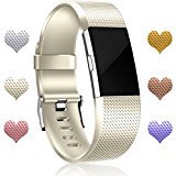 Wepro For Fitbit Charge 2 Bands, Replacement Accessories Bracelet Strap with Newest Colors for Fitbit Charge 2 HR, Champagne Gold, Large