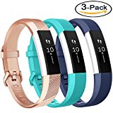 Vancle For Fitbit Alta HR Bands and Fitbit Alta bands, Newest Sport Replacement Wristbands with Secure Metal Buckle for Fitbit Alta HR/Fitbit Alta(Rose-Gold teal blue, Large)