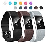 AIUNIT Fitbit Charge 2 Bands Large, Fitbit Charge 2 Accessories Replacement Bands Stylish to Coordinate with Daily Outfits Suitable for Women Men Boys Girls(Black Gray Brown)