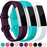 Maledan For Fitbit Alta HR and Alta Bands, Replacement Accessories Wristbands for Fitbit Alta and Alta HR, Plum Teal White Large