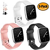 GEAK For Fitbit Versa Bands for Women Men,Replacement Bands for Fitbit Versa Large White Peach Black