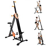 Vividy 2 in 1 Vertical Climber Step Fitness Machine Folding Full Body Exercise Climbing Cardio Machine Workout for Home Office Gym Exercise (US Stock) (Orange)