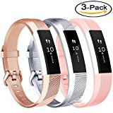 Vancle For Fitbit Alta HR Bands and Alta bands, Newest Sport Replacement Wristbands with Secure Metal Buckle for Fitbit Alta HR/Alta (Rose-Gold Silver pink, Small)